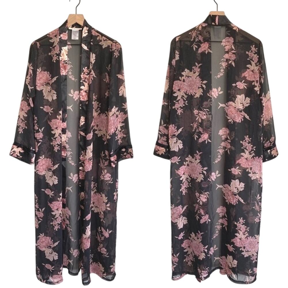 California Dynasty Long Sheer Floral Robe Coverup Size M